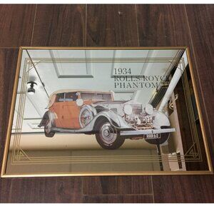 Vintage 1934 Rolls Royce Phantom 11 Wall Mirror 15 x 11 Bar Man Cave